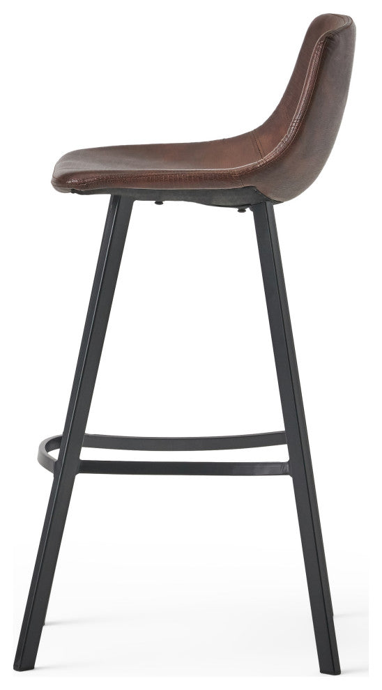 GDF Studio Rex Faux Snake Leather Brown Bar Stools, Set of 2, Snake Skin Brown