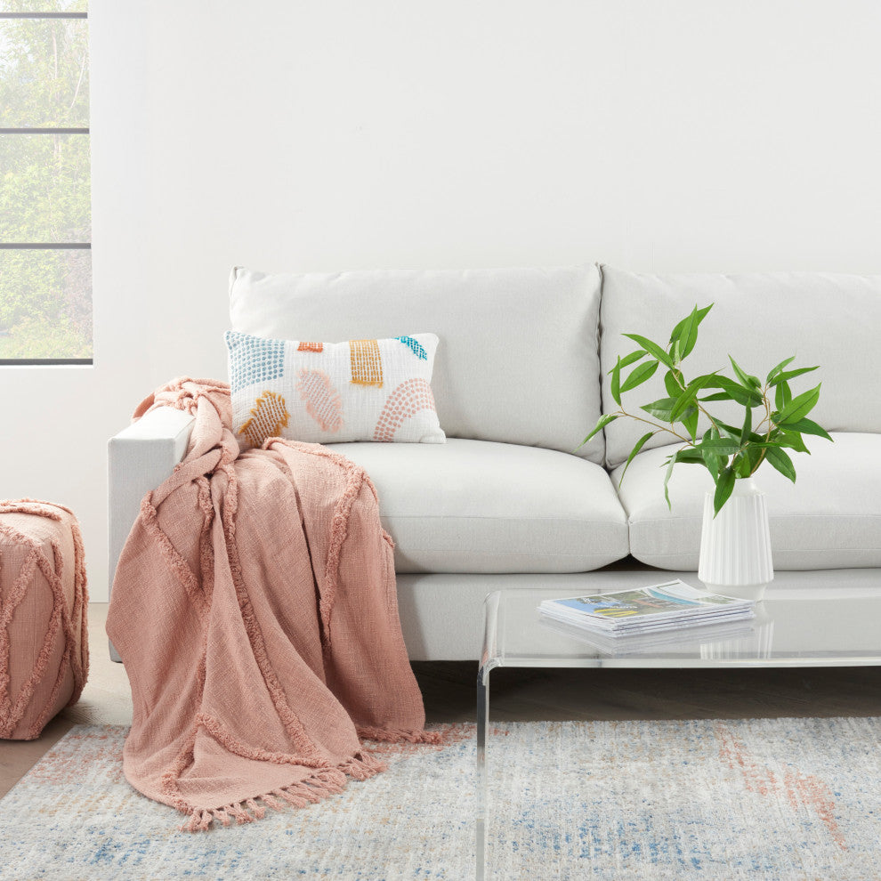 Mina Victory SH018 Throw Blanket, Blush, 50" x 60"