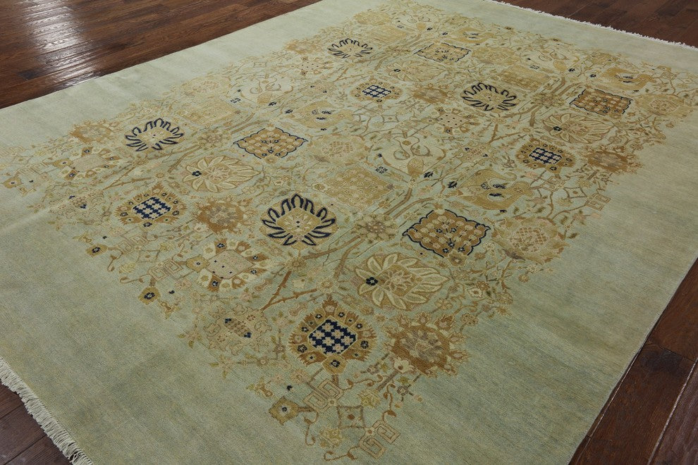 Valley Oriental Blue Peshawar Chobi Wool Hand-Knotted Rug, 9'x12'