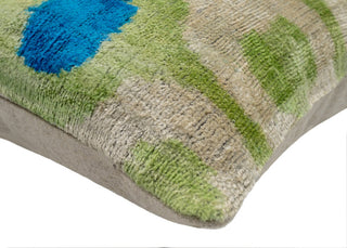 Vibrant 16x16 Ikat Silk Velvet Pillow with Down Feather Insert
