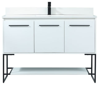 Sue 48" Single Bathroom Vanity, White, With Backsplash