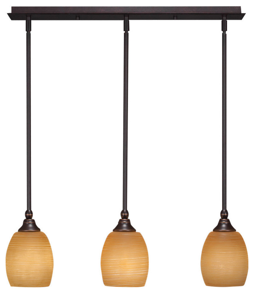 Stem 3-Light Pendalier with Hang Straight Swivel, Dark Granite/Cayenne Linen