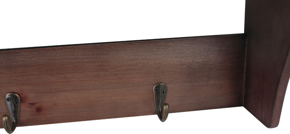 Wooden Wall Mounted Shelf With Hooks