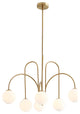 Modern Gold 6-Light White Ball Glass Style Pendant Light