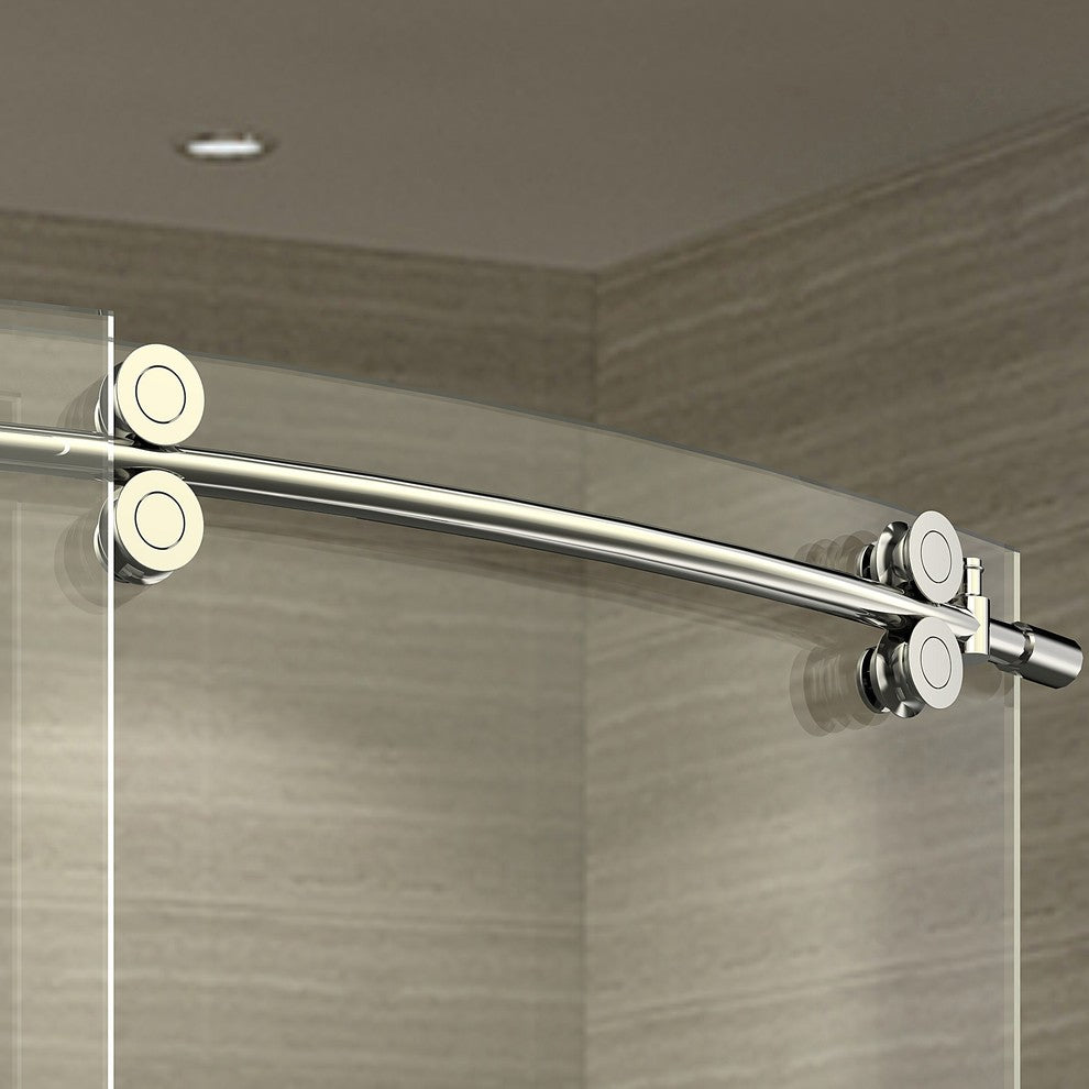 ZenArch 56-60"x75" Frameless Bowfront Sliding Shower Door, Chrome, Left Open