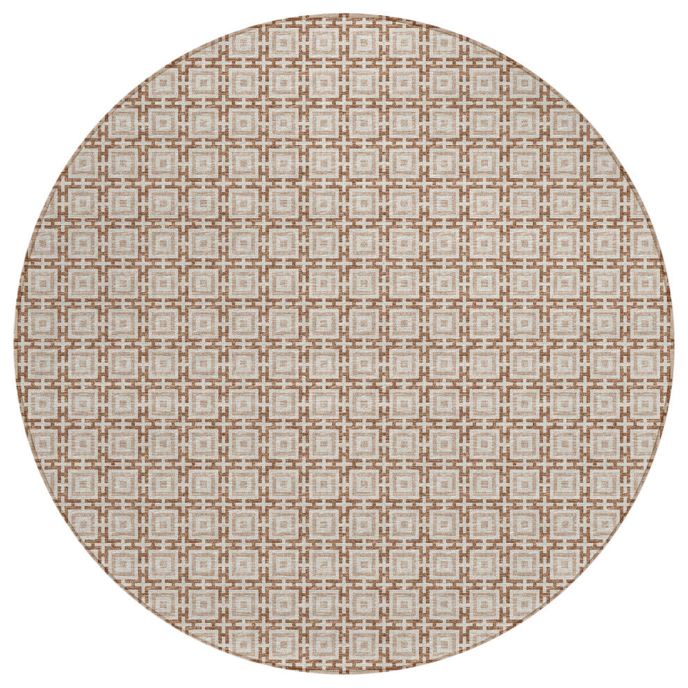 Indoor/Outdoor Marlo MO1 Taupe Machine Washable 6' x 6' Rug