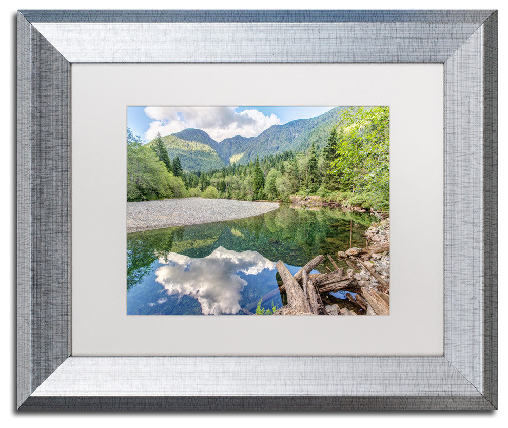 Pierre Leclerc 'Golden Ears Serenity' Matted Art, Silver Frame, White, 14x11
