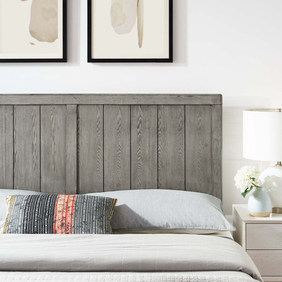 Headboard, Full Size, Wood, Gray, Modern Mid-Century, Bedroom Master Suite