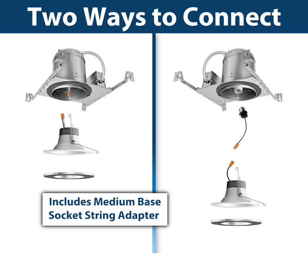 5/6" Recessed LED Downlight, Nickel, 1200 Lumen, Selectable Cct, 1 Pack