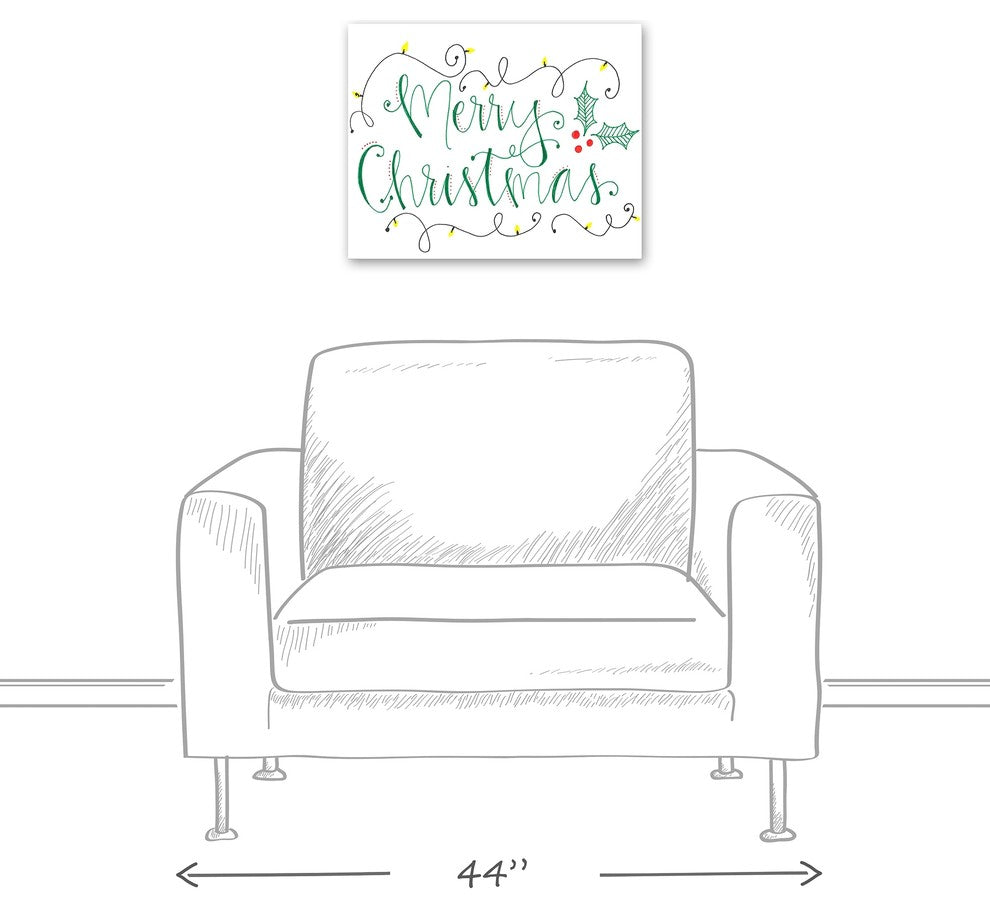Handwritten "Merry Christmas" Canvas Wall Art, 20"x16"
