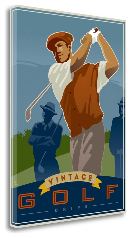 "Vintage Golf - Drive" By Si Huynh, Giclee Print on Gallery Wrap Canvas