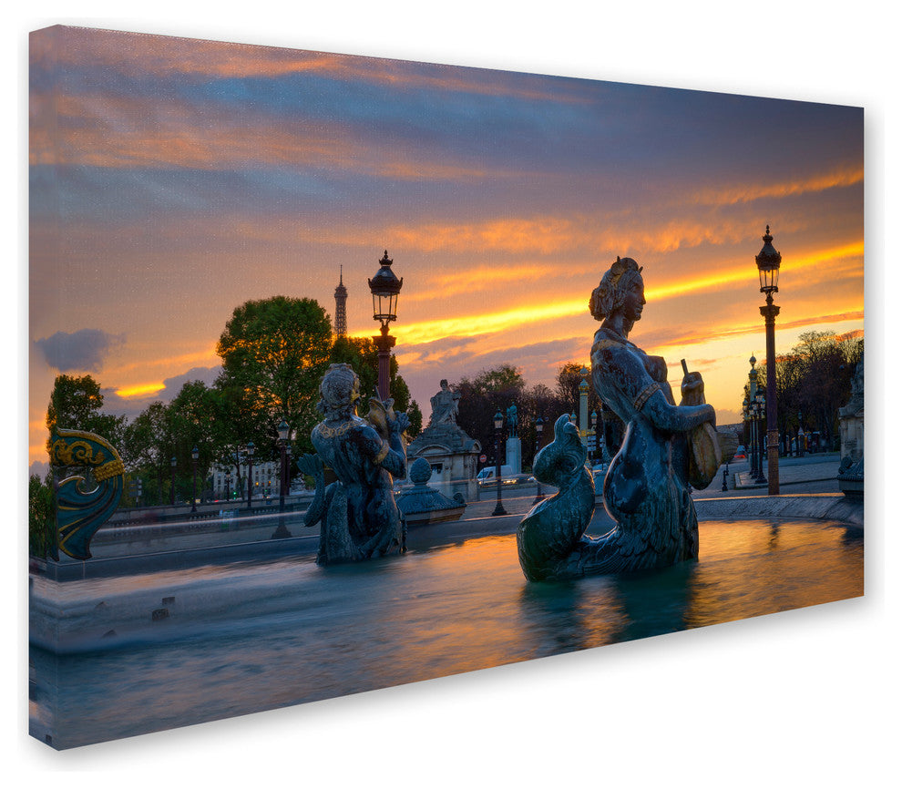 Mathieu Rivrin ''Sunset in Place de la Concorde Paris'' Canvas Art, 12x19