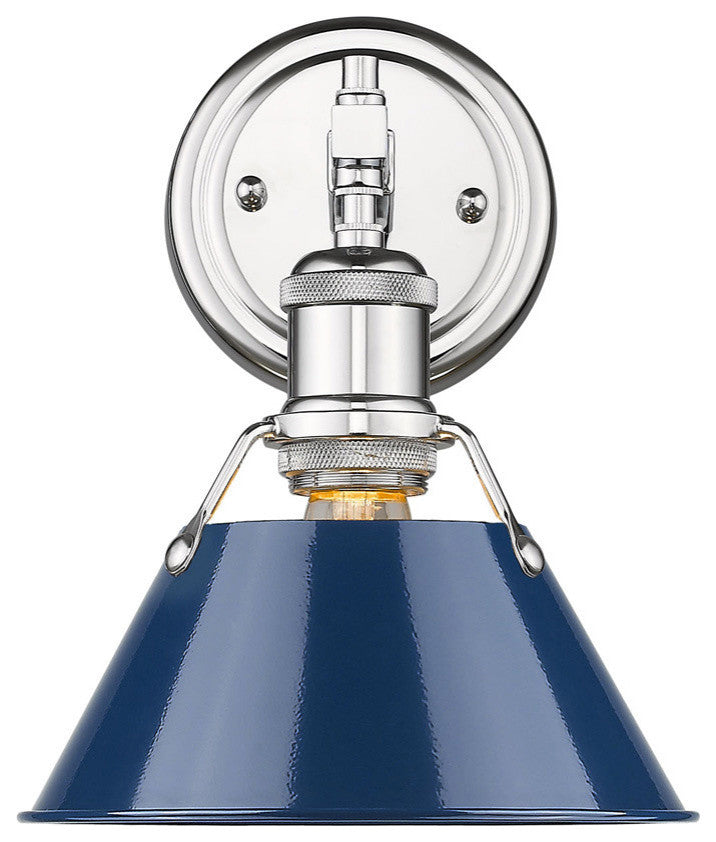 Orwell CH 1-Light Bath Vanity, Chrome With Navy Blue Shade