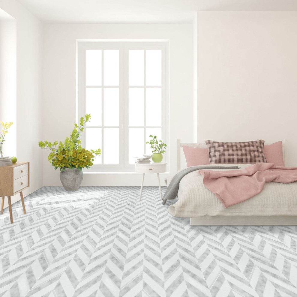 Achim Home Furnishing Retro 12" x 12" Self Adhesive Floor Tiles Chevron 20 Tile