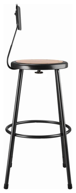 NPS 30" Heavy Duty Steel Stool With Backrest, Black