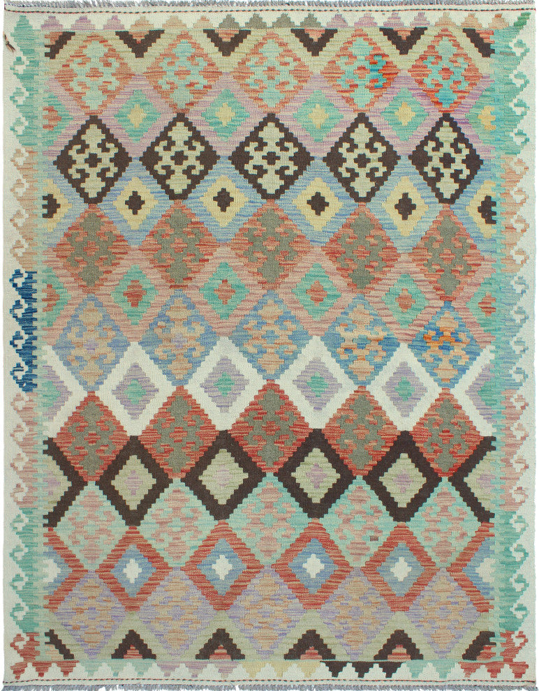 Sun Faded Flatweave Nazhin Rust/Ivory Rug, 5'0x6'8