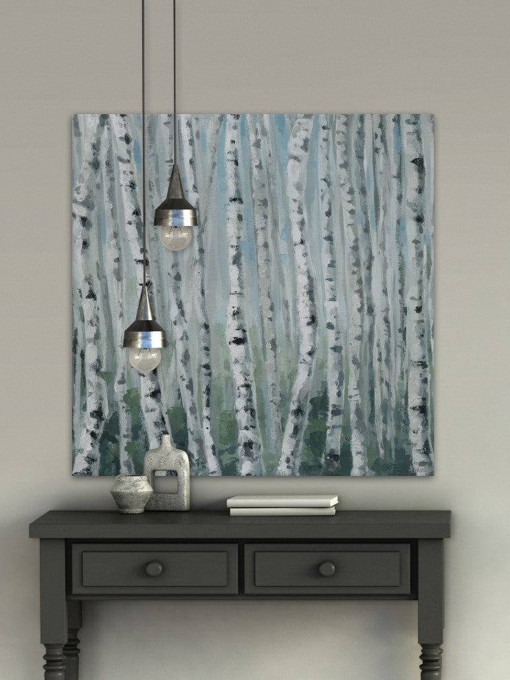 "Skinny Tree Trunks" Painting Print on Wrapped Canvas, 18"x18"