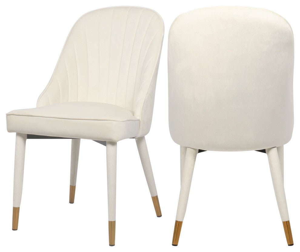 Belle Velvet Upholstered Dining Chair (Set of 2), Cream