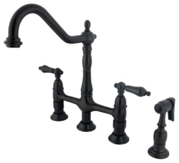 Oil Rubbed Bronze Heritage 8" Center Kitchen Faucet With Side Sprayer KS1275ALBS