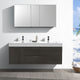 Valencia 60" Gray Oak Wall Hung Double Sink Vanity, Cabinet, Faucet FFT1040CH