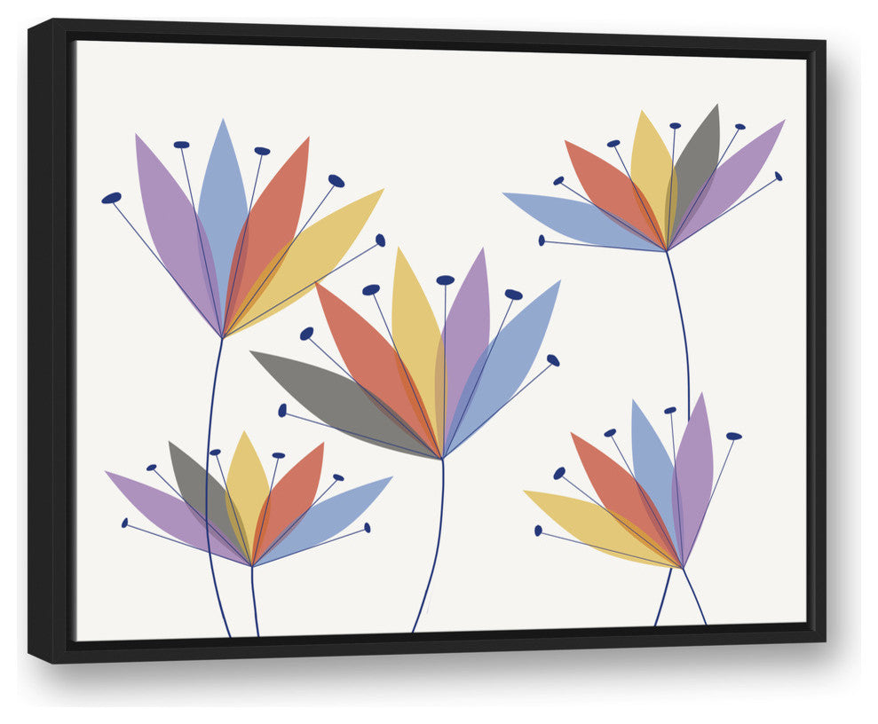 Mod Flowers Canvas Wall Art, 31.75x25.75, Framed Canvas