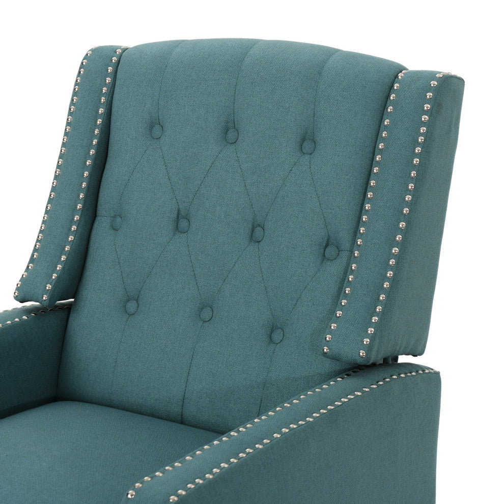 GDF Studio Izaak Tufted Back Fabric Recliner Chair, Dark Teal