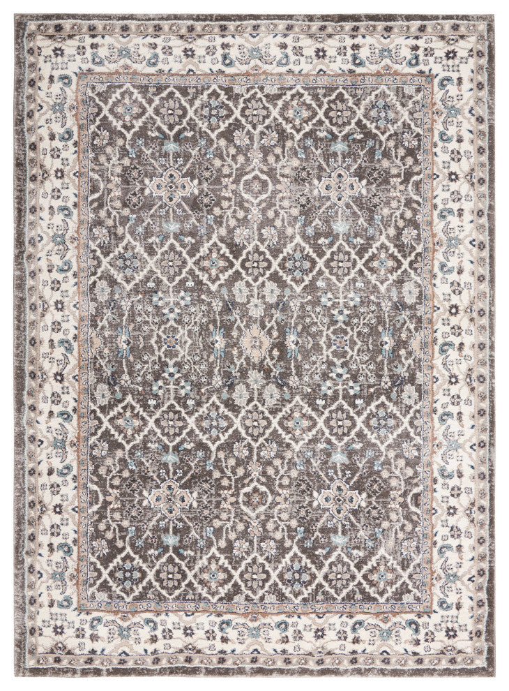 Nourison American Manor 5'3" x 7'3" Blue/Ivory Bordered Indoor Rug, Grey/Ivory, 5'x7', Bordered