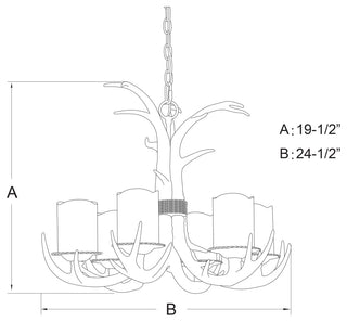 Yoho 6-Light Antler Chandelier Black Walnut