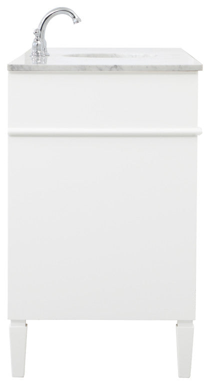 Home Living Vanity with Carrara White Marble Countertop, White, 60", Single Sink