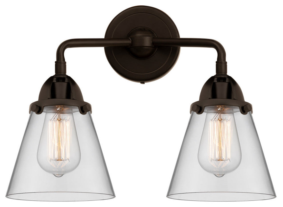 Small Cone Bath Vanity Light, Oil Rubbed Bronze, Clear, Clear