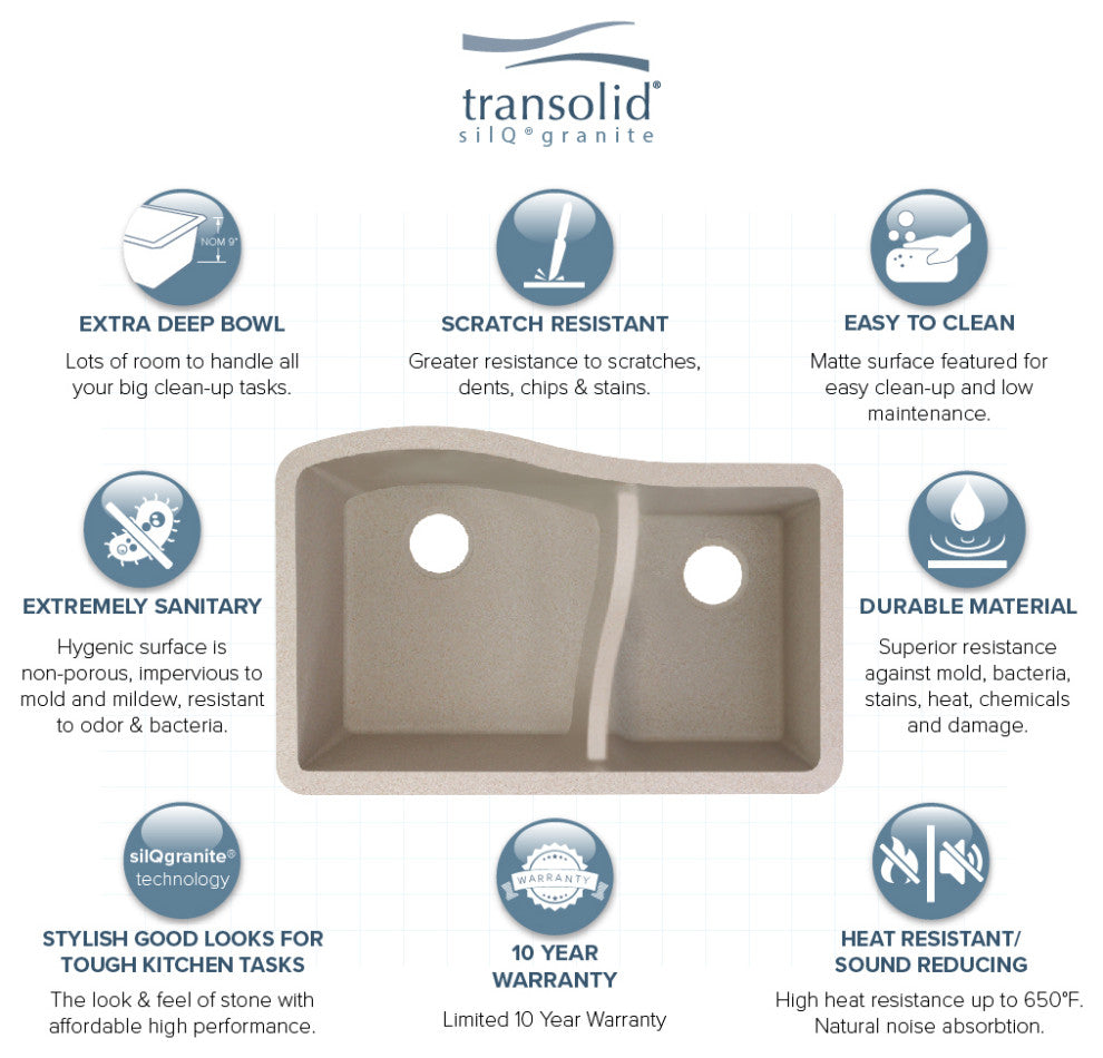 Transolid Aversa SilQ Granite 32-in. Undermount Kitchen Sink within Cafe Latte