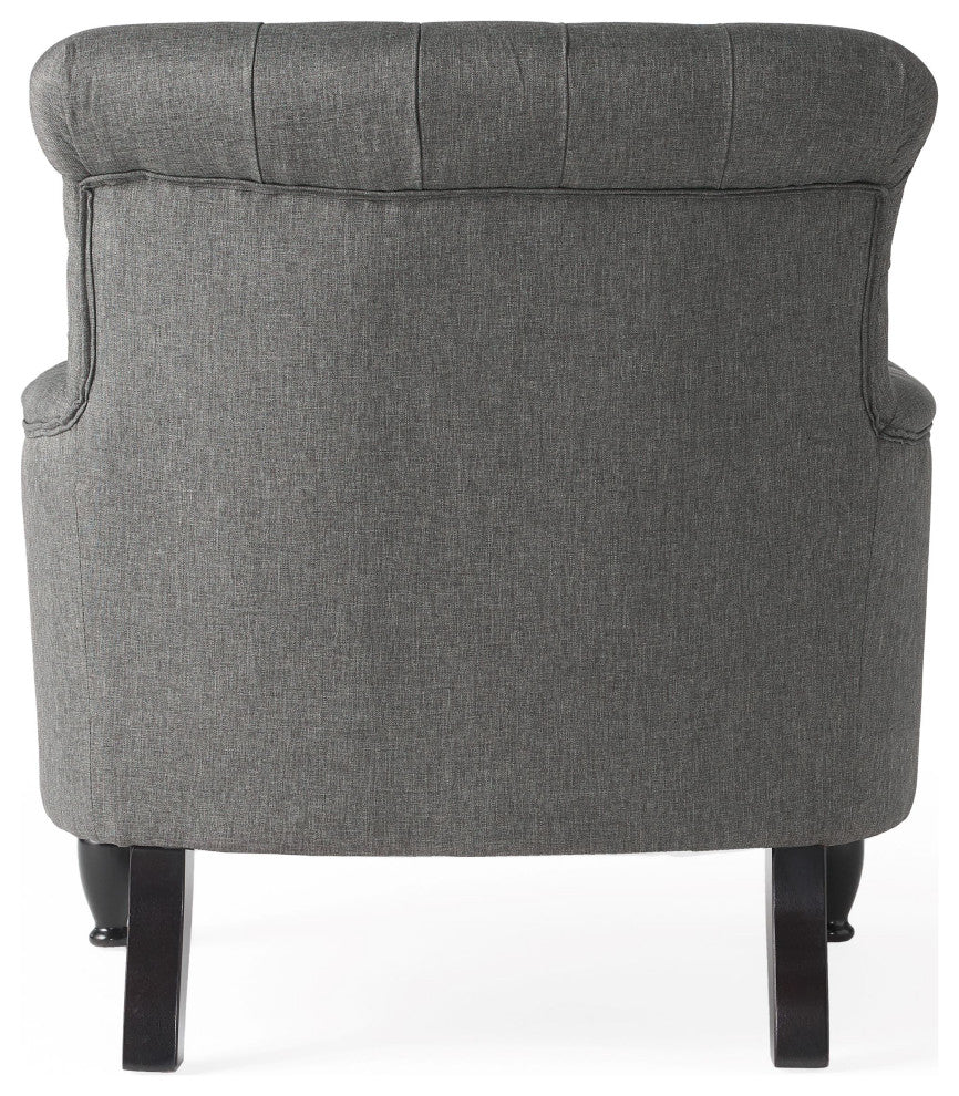 GDF Studio Byrnes Contemporary Button-Tufted Fabric Club Chair With Rolled Backr