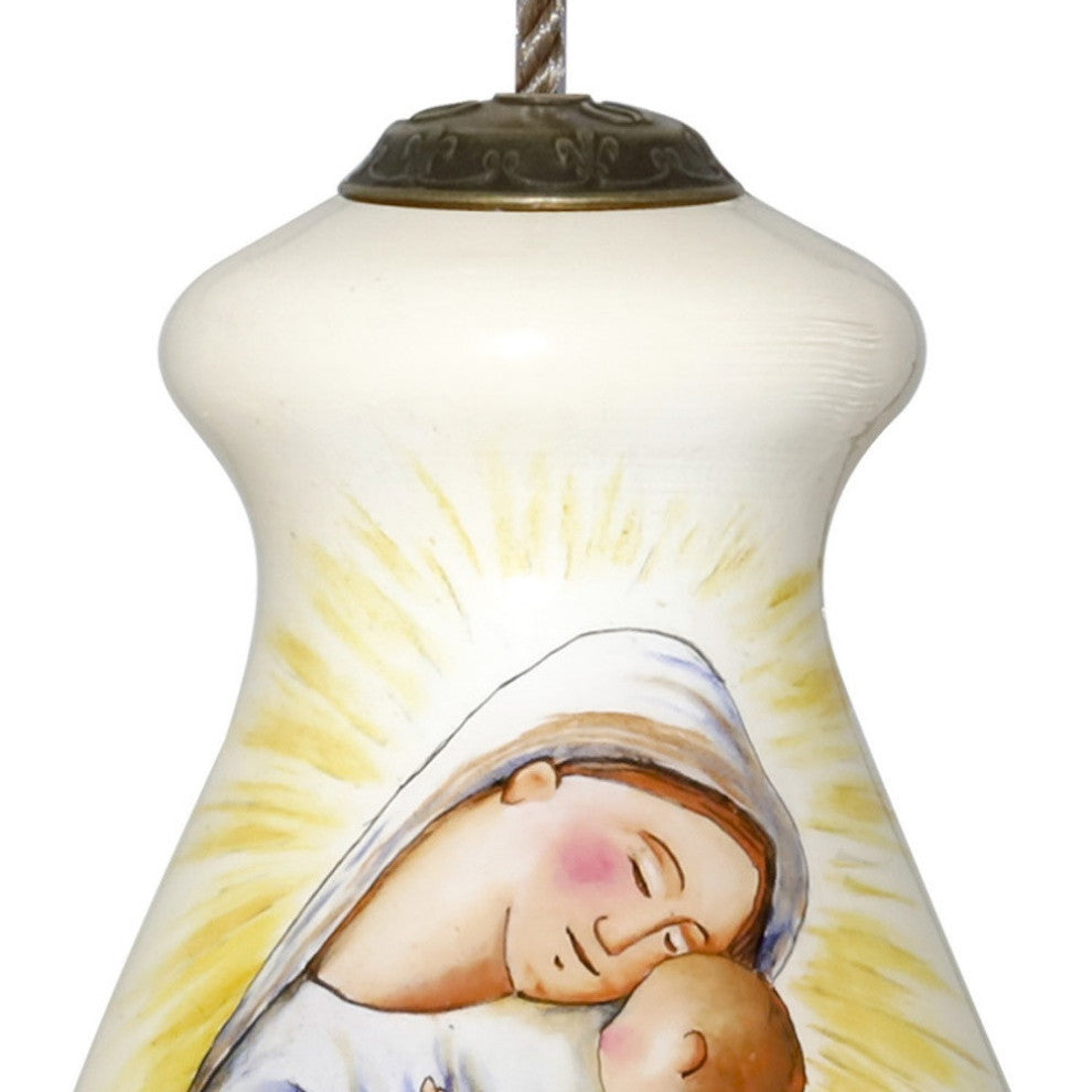 Mother Mary With Baby Hand Painted Mouth Blown Glass Ornament