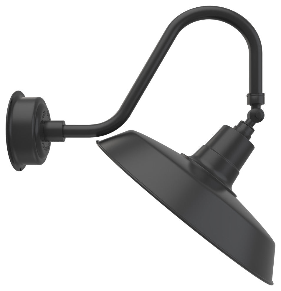 Cocoweb 18" Oldage Gooseneck Barn Light With Rustic Arm, Matte Black With Adju