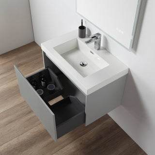 Floating Bathroom Vanity with Sink, Wall Mounted Vanity, Grey, 30" W/ Sink, Side Cabinet
