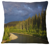 Lake On Alaska Under Clouds Landscape Printed Throw Pillow, 16"x16"
