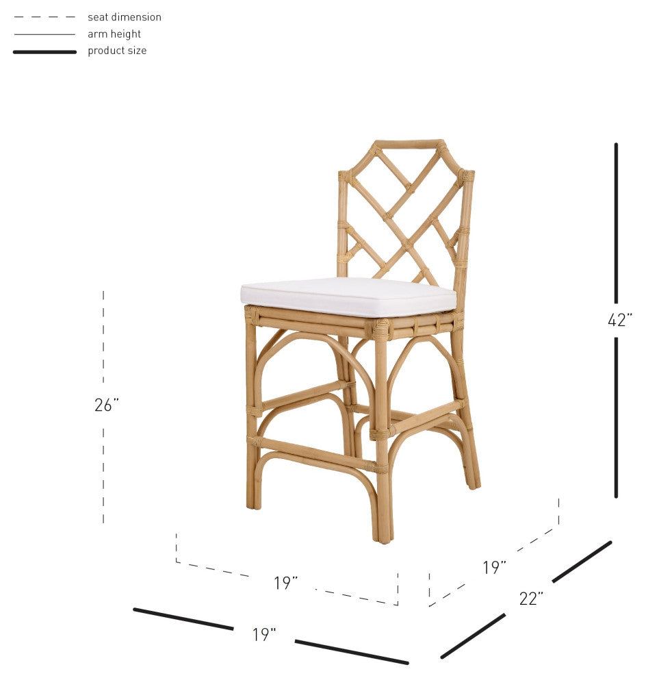 Kara Rattan Counter Stool, Set of 2, Natural