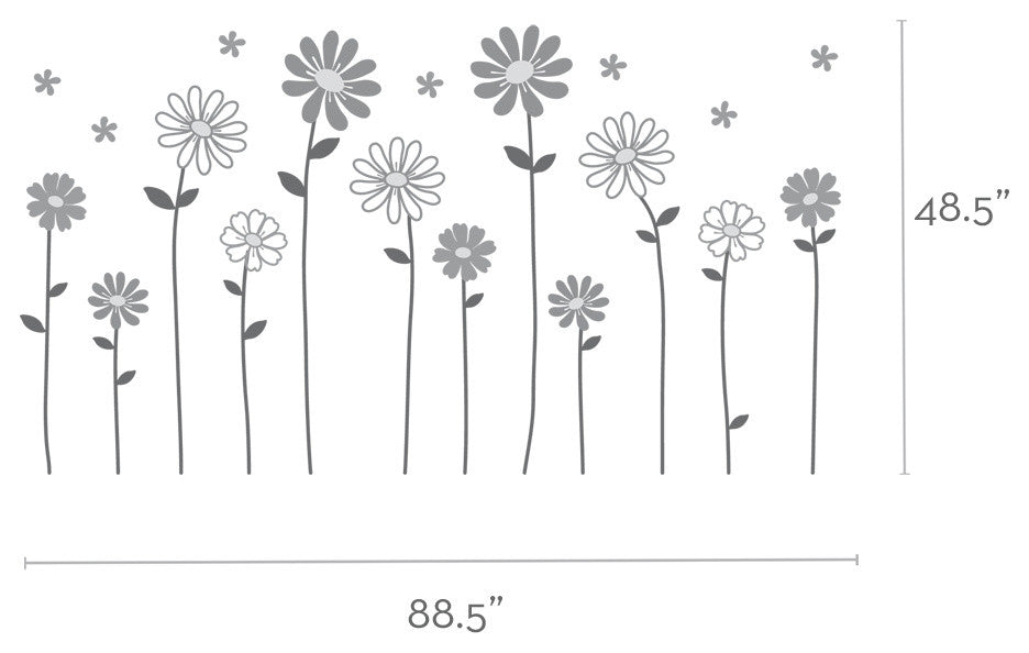 Daisy Flower Wall Decals, Color Scheme A