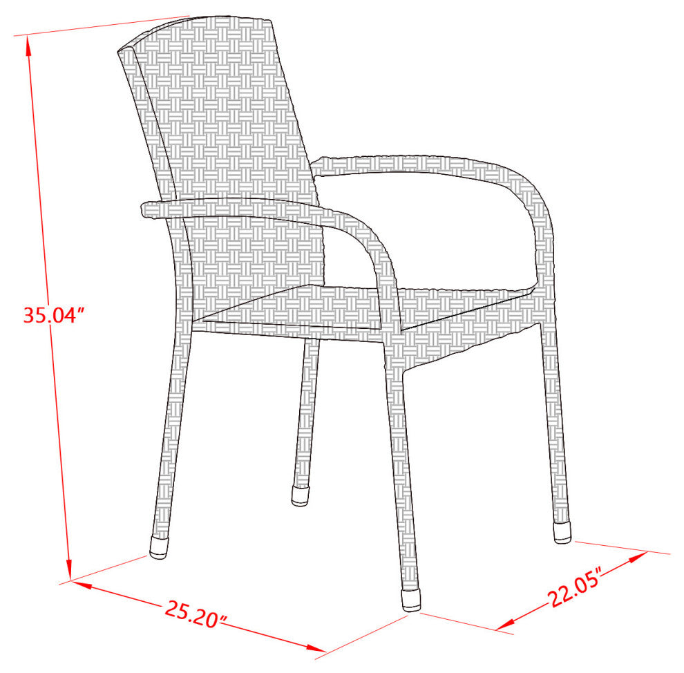 Jubi Patio Chair With Cushion, Brown Wicker, And Beige Cushion - Set Of 2
