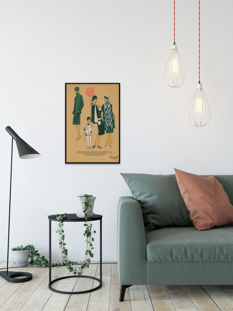 "Green Fashion" Floater Framed Painting Print on Canvas, 20"x30"