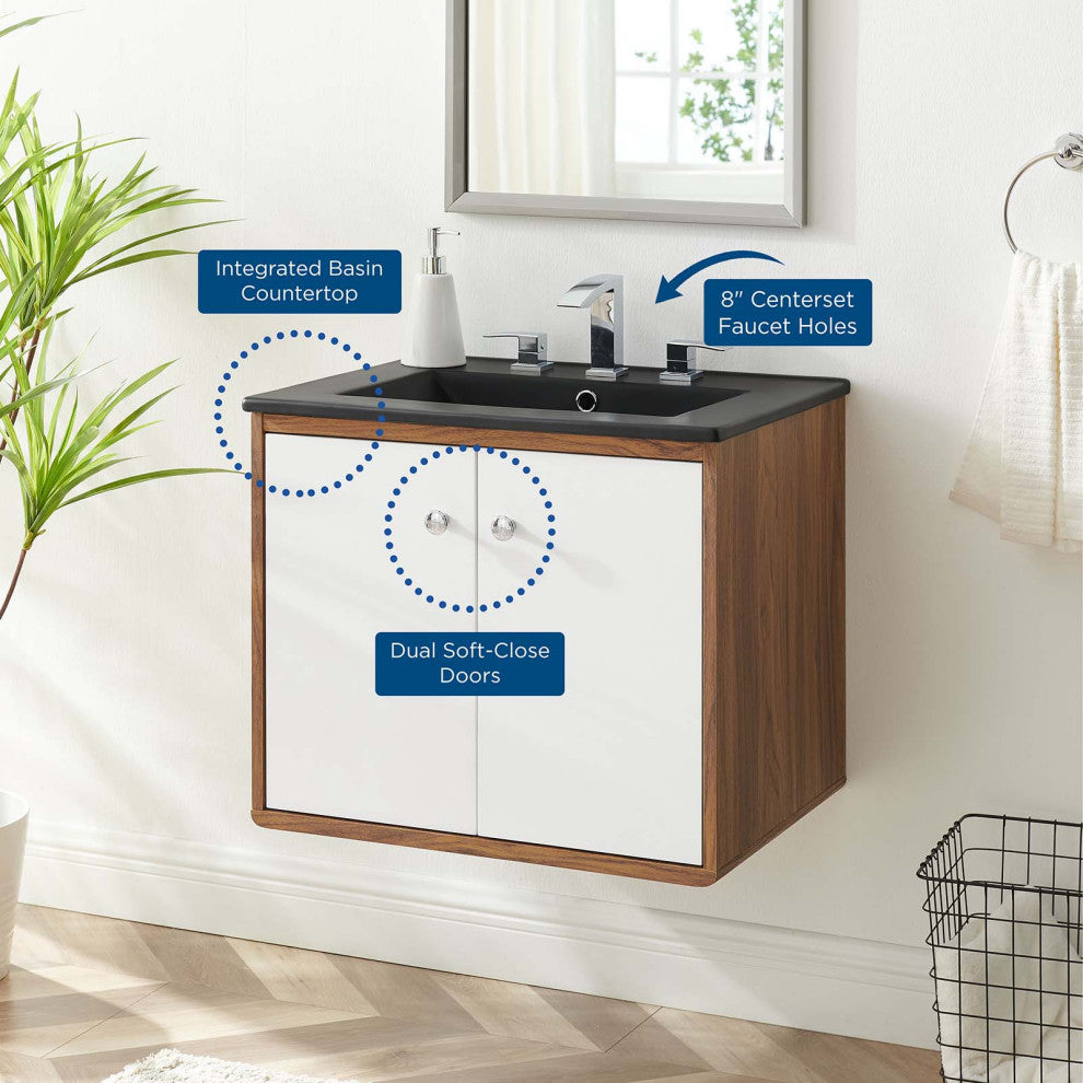 Transmit 24" Wall-Mount Bathroom Vanity - White Black