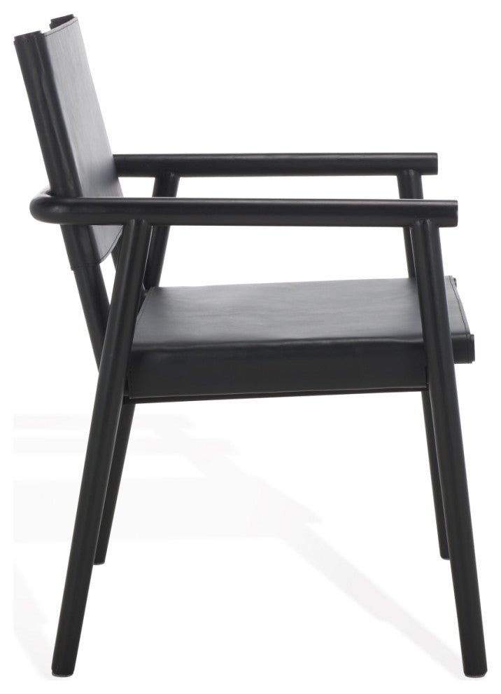 Safavieh Couture Hutson Leather Dining Chair, Black