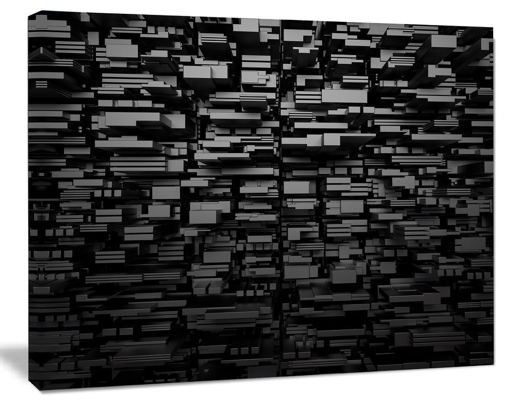 Black 3D Geometric Background, Abstract Canvas Art Print, 40"x30"