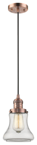Bellmont 1-Light LED Mini Pendant, Antique Copper, Glass: Clear