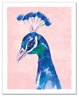 Peacock on Pink Background 16x20 Canvas Wall Art
