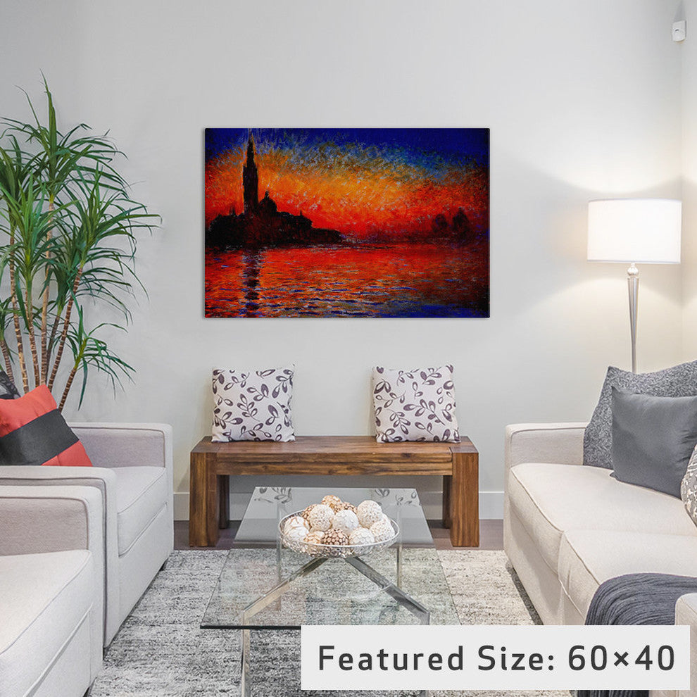 "Sunset in Venice" by Claude Monet, 40x26x1.5"