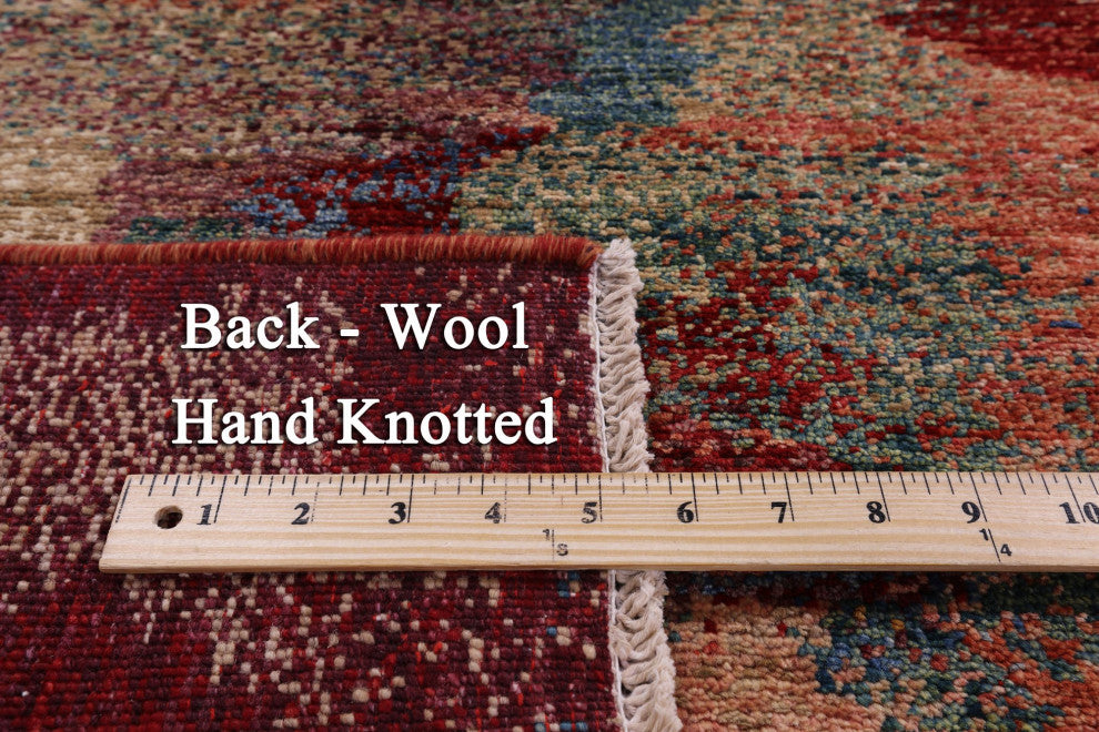 6' 6" X 9' 7" Handmade Modern Mamluk Wool Rug - Q12411
