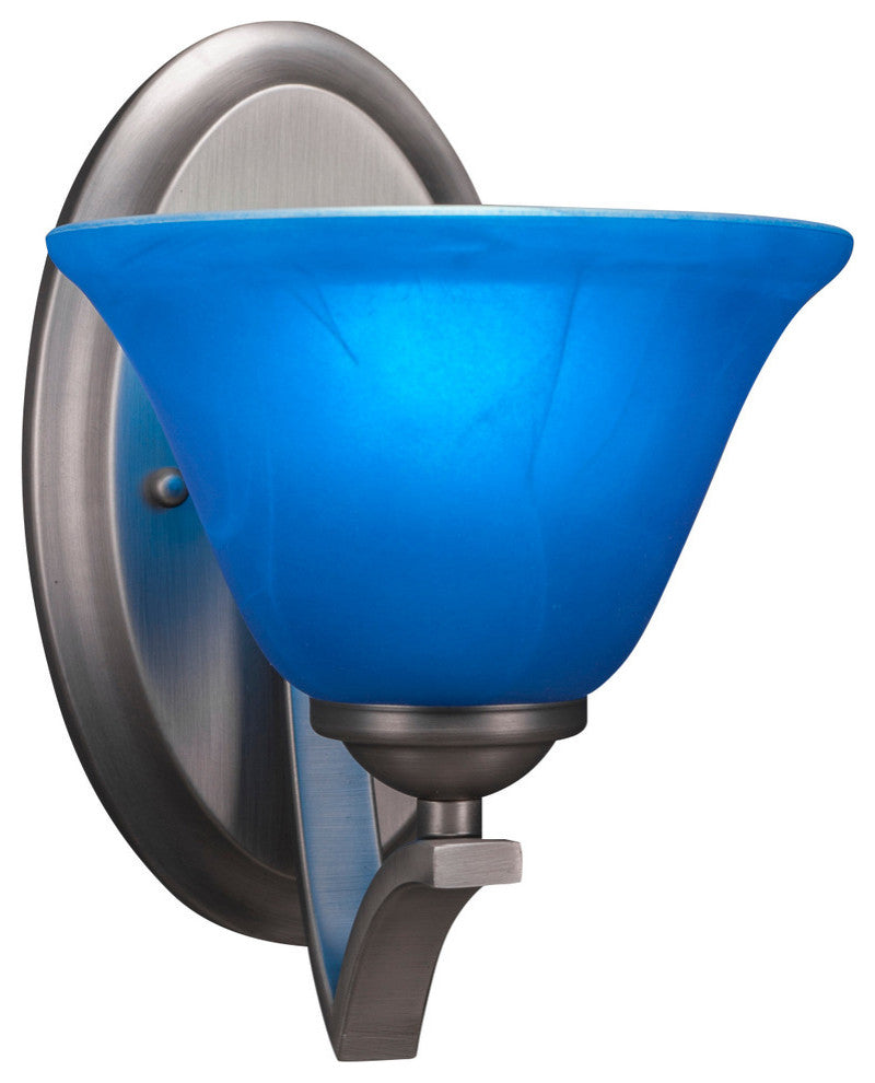 Zilo Wall Sconce, Graphite, 7" Blue Italian Glass