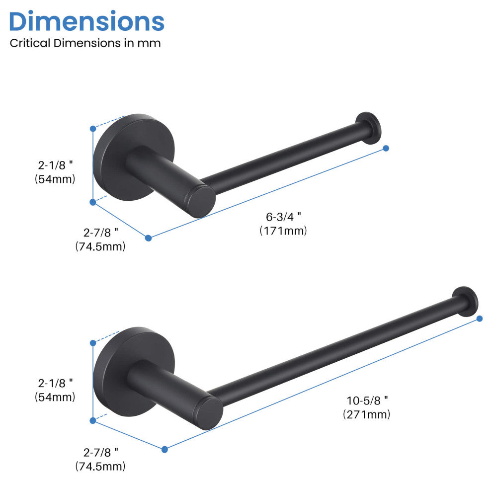 Circular 2-Piece Bathroom Hardware Set, Matte Black