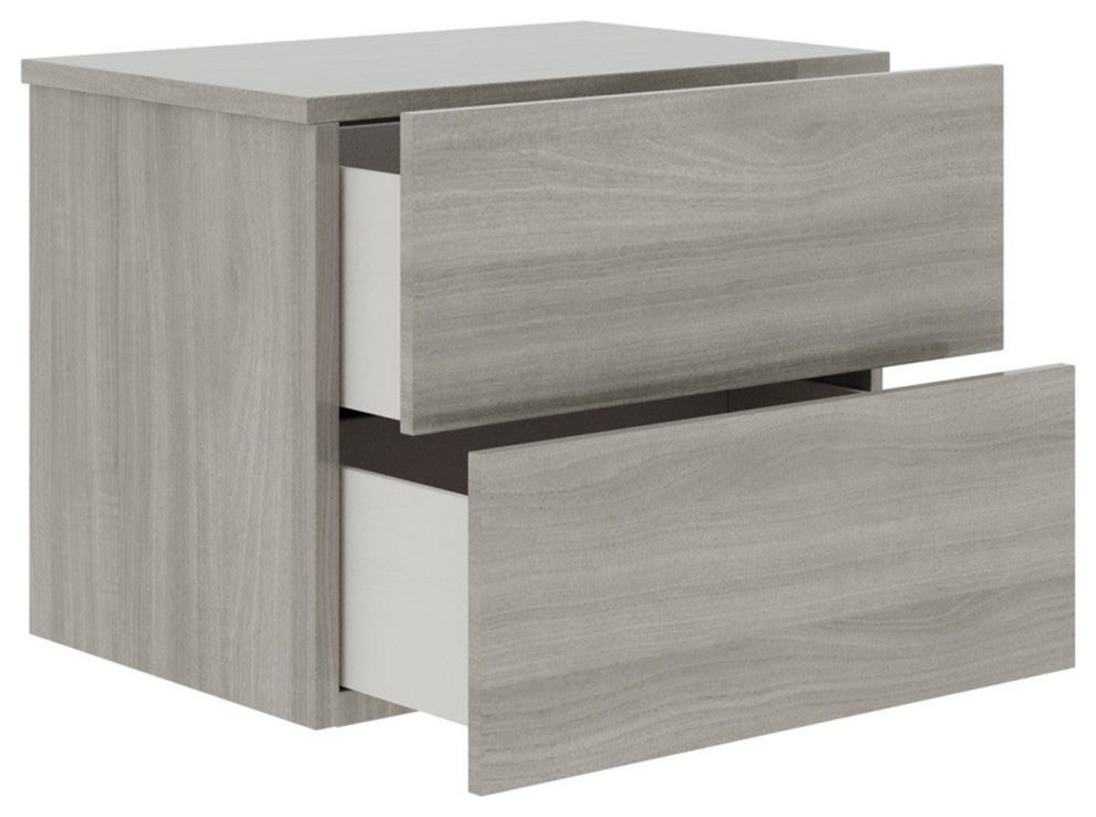 Ayla Nightstand, Light Gray Oak High Gloss